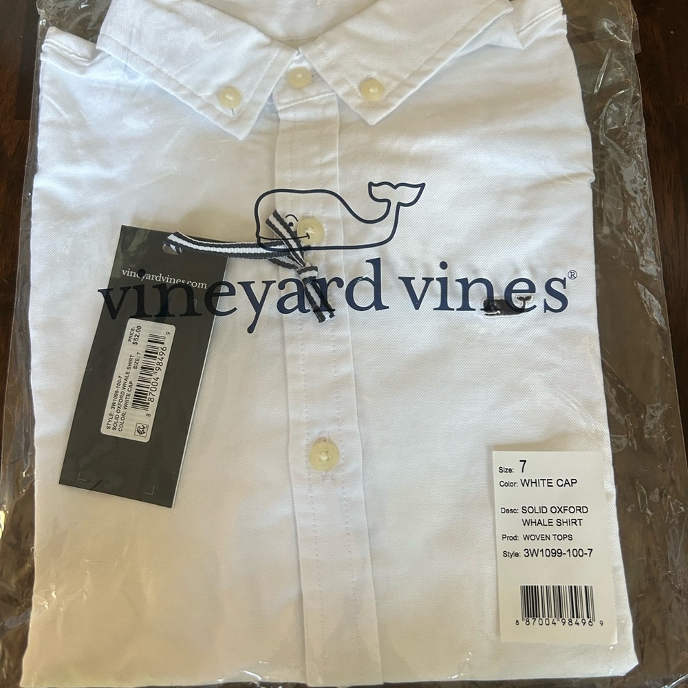 Vineyard Vines White Oxford Shirt with Navy Accents